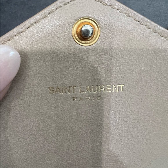 Beige Saint Laurent Cassandre Envelope Flap Wallet on Chain - Picture 5 of 15